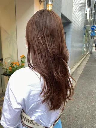 セミロング カラー 安永 涼のヘアスタイル
