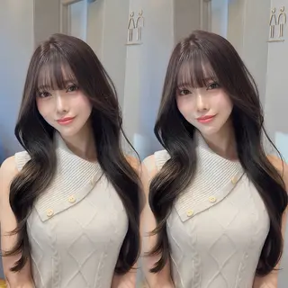 セミロング カラー 新宿/韓国風レイヤー 髪質改善/渋谷直樹のヘアスタイル