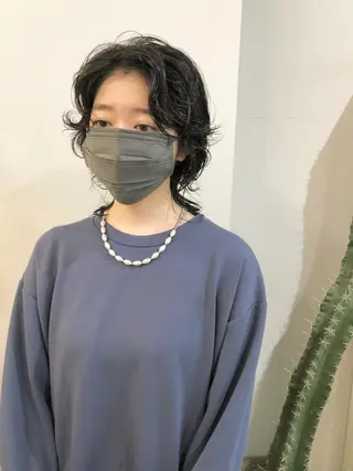 ミディアム パーマ 千葉 郁也のヘアスタイル