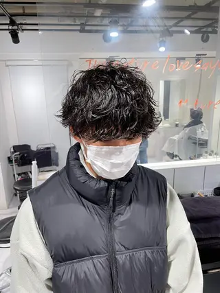 ショート カラー パーマ ヘアアレンジ メンズ アイブロウ スパイキー/フェザー /波巻き/かいとのヘアスタイル