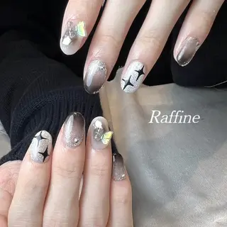 ネイル RAFFINE 月🦋🩵のネイルデザイン