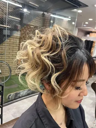 ショート ヘアアレンジ 下妻 カラーエクステ難波のヘアスタイル