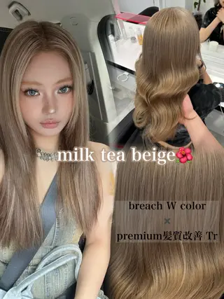 ロング 艶髪ハイトーンカラー 渋谷🎀ririkaのヘアスタイル