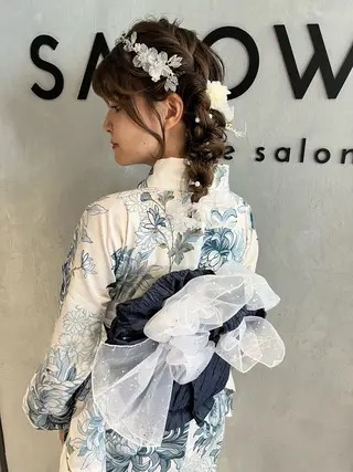 ミディアム カラー パーマ ヘアアレンジ 隠れ家サロンso you所属・yukimi .のヘアスタイル