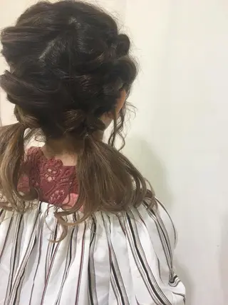 ミディアム カラー ヘアアレンジ きむえり/髪質改善 /セット/カラーのヘアスタイル