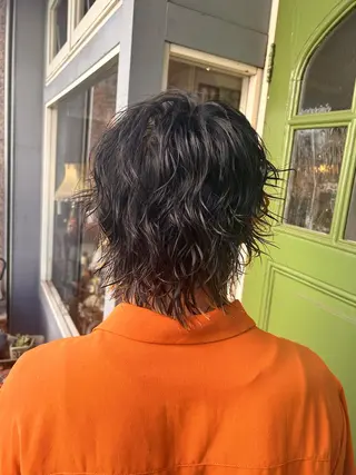 ミディアム パーマ 清水千優/パーマ/透 明感カラー/メンズのヘアスタイル