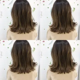 ミディアム カラー ショート/ボブ/ 白髪ぼかし/しんやのヘアスタイル