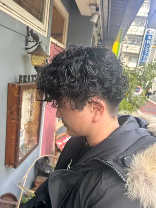 ショート パーマ メンズ 清水千優/パーマ/透 明感カラー/メンズのヘアスタイル