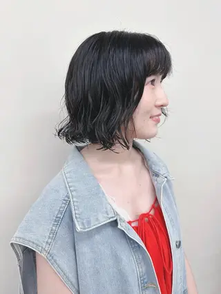 ショート パーマ 小顔ボブ/お悩み解決 /ボブパーマ/とういのヘアスタイル