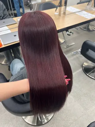 ロング カラー 💗愛され暖色💗 ピンク/レッド💗のヘアスタイル