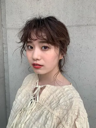 セミロング カラー パーマ hub hair レイヤー/透明感のヘアスタイル