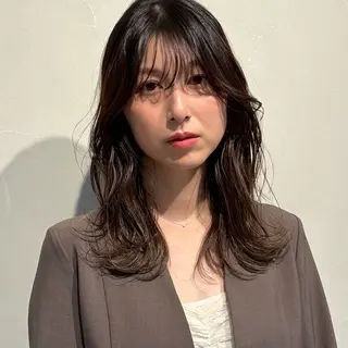 ミディアム カラー 小顔カット🎀 暖色カラー🍒のヘアスタイル