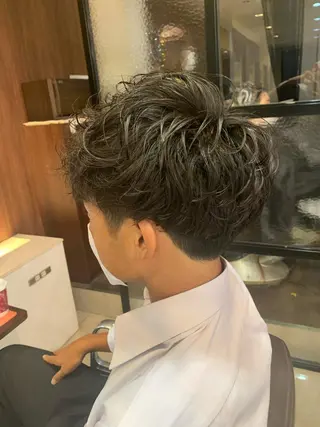 ミディアム メンズパーマ/難波/ 心斎橋　室園亮佑のヘアスタイル