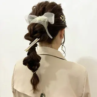 セミロング ヘアアレンジ ブリーチ透明感カラー /レイヤー👗しずかのヘアスタイル