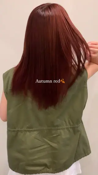 セミロング カラー 落合希 Olivebeigeのヘアスタイル