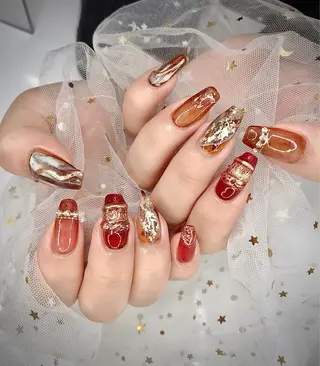 ネイル I-nailロング /ワンホン/キラキラのネイルデザイン