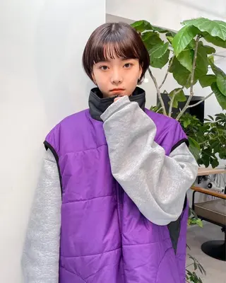 ショート カラー レイヤーパーマ＊ 顔まわり似合わせのヘアスタイル