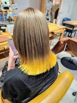 セミロング カラー 鈴木弥月/透明感カラ ー/ボブ/髪質改善のヘアスタイル