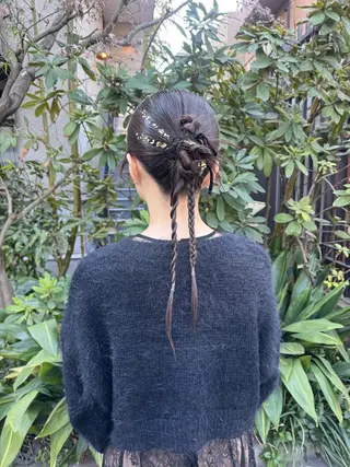 セミロング ヘアアレンジ 🎗️【ヘアセット 美眉】吉川玲🎗️のヘアスタイル