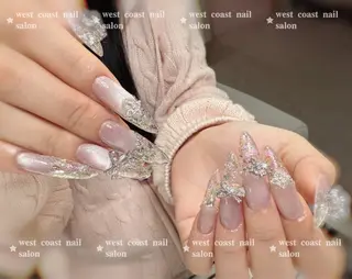 ネイル リボン、ガーリー パーツ放題専門店のネイルデザイン