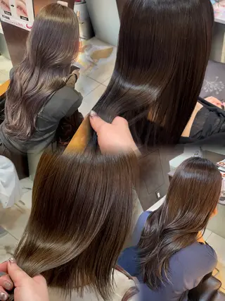 セミロング カラー 🤎韓国ヘア ベージュ まゆか🤎のヘアスタイル