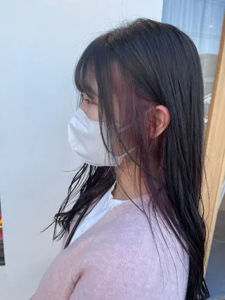 セミロング カラー 由比藤理子 ブリーチカラー🌈のヘアスタイル