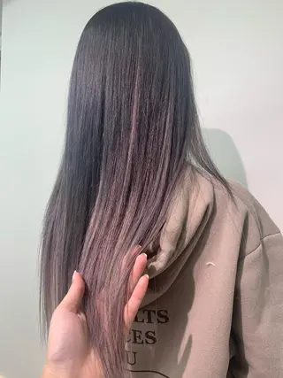 ロング カラー 韓国🤍ワンホンヘア みかん🇨🇳のヘアスタイル