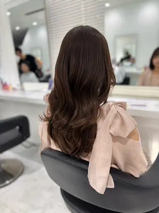 ロング カラー ブリーチなし透明感 ×縮毛矯正🤍ユウのヘアスタイル