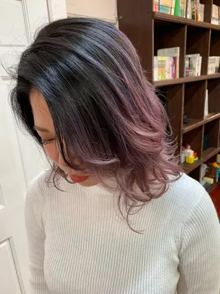 ミディアム カラー ピンクベージュ/新潟 万代/高橋桃葉🍑のヘアスタイル