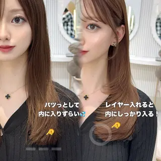 セミロング レイヤーカット/ 顔まわり/アオイのヘアスタイル