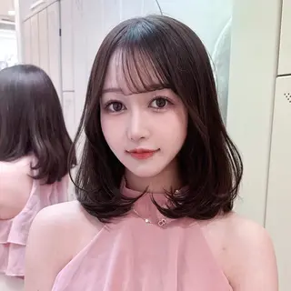ミディアム 韓国ヘア♡ 顔まわりカットayaのヘアスタイル