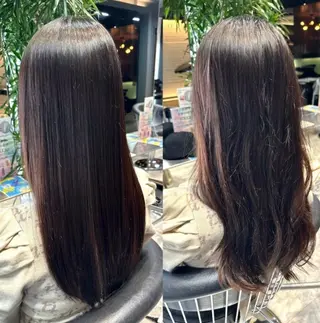 ロング パーマ 美髪矯正/酸性ストレ ート/艶カラー/堅田のヘアスタイル