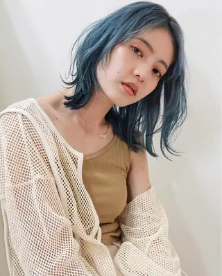 ミディアム カラー 🖤顔まわり 盛れヘア⟡アズサ🖤のヘアスタイル