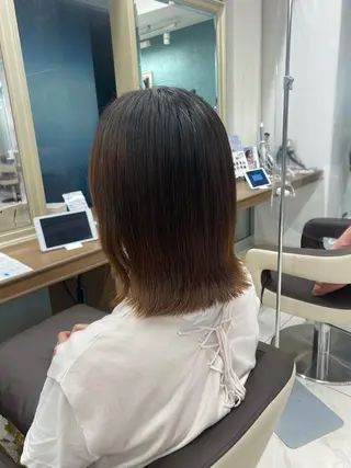 ミディアム 長妻莉央/縮毛矯正 髪質改善カラーのヘアスタイル
