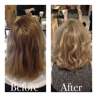 ショート ミディアム セミロング カラー パーマ アオガミ （前髪顔周りカット）のヘアスタイル