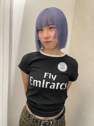 カラー 🎀ボブ＋ハイトーン シュカ👶🏻のヘアスタイル