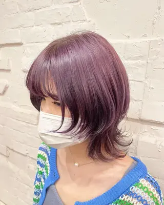 ミディアム カラー ヘアアレンジ 【ピンク/韓国ヘア/ ヘアセット】亜海のヘアスタイル