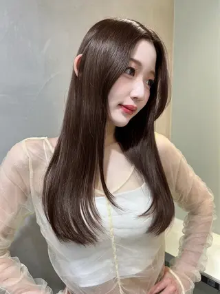 セミロング カラー レイヤー/暖色カラー /パーマ/落合 歩夢のヘアスタイル