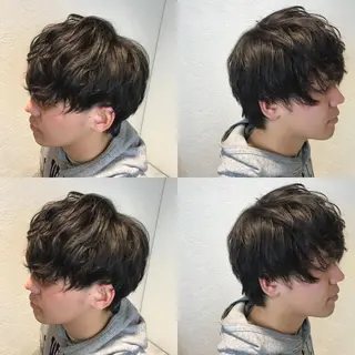 ショート パーマ メンズ デザインカラー🌈 高木リョウのヘアスタイル