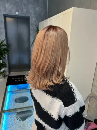 セミロング カラー 👑垢抜け韓国ヘア ハッシュカット唯澄のヘアスタイル