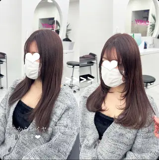 ロング カラー パーマ ヘアアレンジ メンズ キッズ ♥️韓国ヘア レイヤー♥️ゆりのヘアスタイル