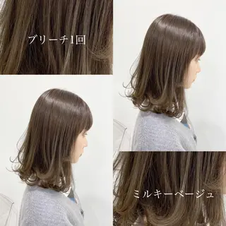 セミロング カラー 🥞ベージュ系カラー 【すずきりほ】🥞のヘアスタイル