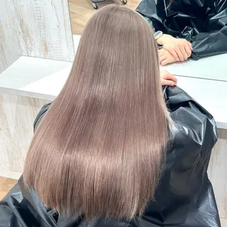 ロング カラー 前髪/顔まわりカット 艶髪/髪質改善/縮毛のヘアスタイル