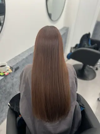 ロング カラー eco/堀江/ 艶カラー/縮毛矯正のヘアスタイル