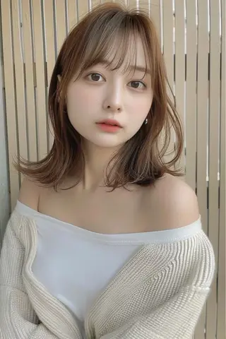 セミロング カラー 最新ケアカラー 髪質改善YUTOのヘアスタイル