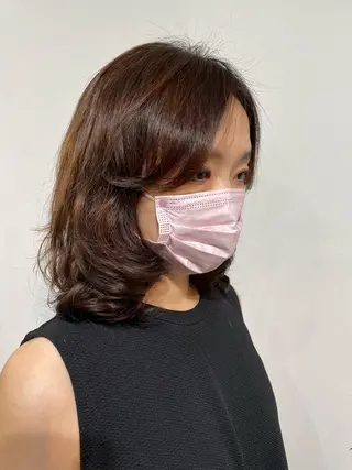 ミディアム パーマ 🐬脱白髪染めカラー 清水大世🐬のヘアスタイル