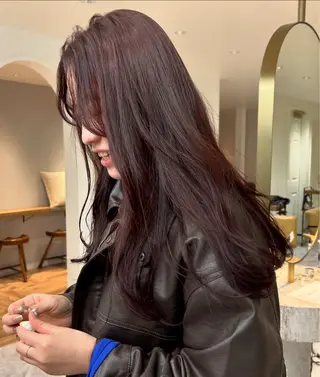 セミロング カラー じゅわっと暖色カラー 🍊Moemiのヘアスタイル