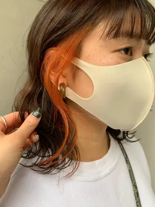 ミディアム casane所属・暖色・前髪カット 🎗️佐藤ゆみこのヘアスタイル