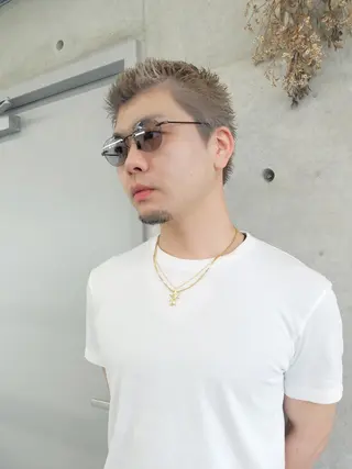 ショート カラー メンズ ダブルカラー/ ケアブリーチ/クニトのヘアスタイル