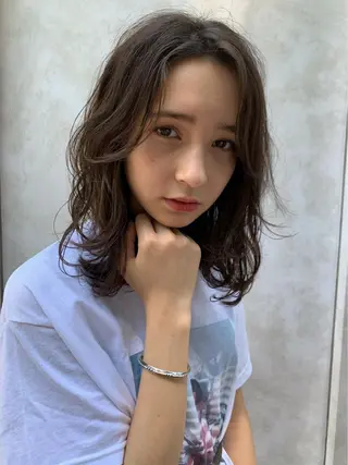 セミロング カラー ハイトーン×似合わせ 🌱中川慎之介のヘアスタイル